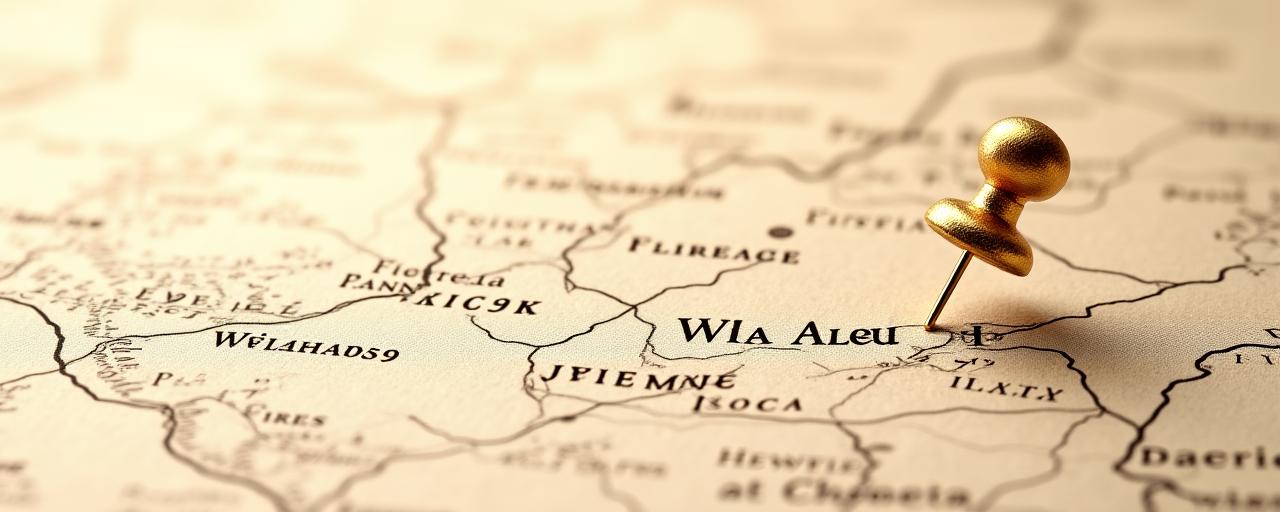 Vista dall'alto della zona di Firenze dove si trova Legno Incanto, con pin che indica la posizione esatta in una mappa stilizzata color seppia.